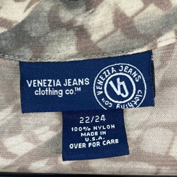 Vtg Y2K Venezia Jeans Button Up Womens Top Sz 22/24 Boho Earthy Neutral Feather - Picture 8 of 9